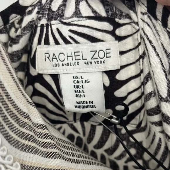 NWT Rachel Zoe - Brown and White Leaf Print Dress - Picture 2 of 9